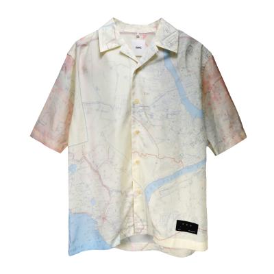 地圖印花短袖襯衫